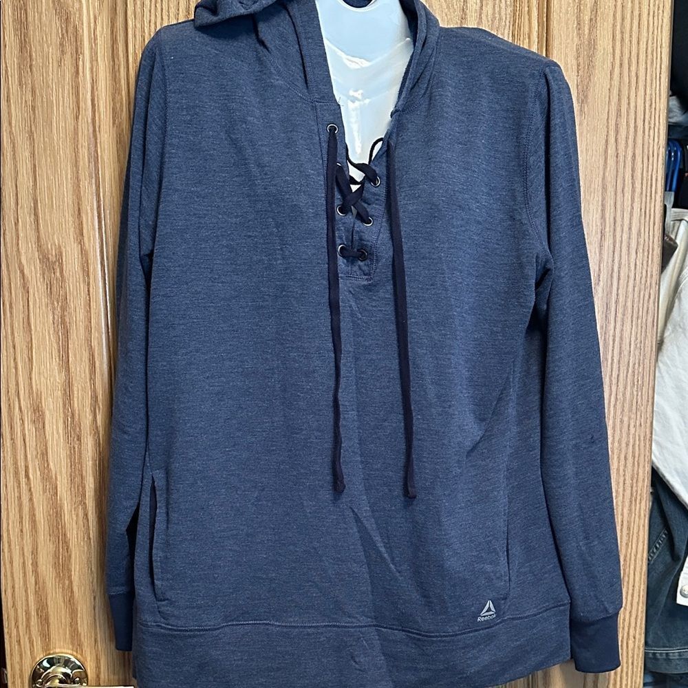 Reebok womens Dark Blue Lace-Up Hoodie